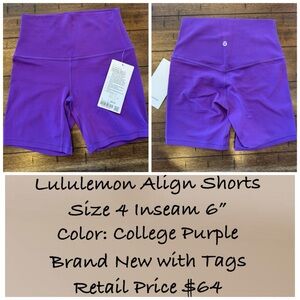 lululemon athletica Women's Purple Align Shorts